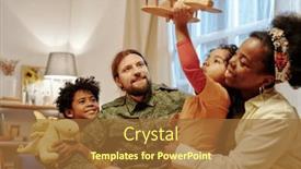  Presentation with intercultural - PPT theme with affectionate-intercultural-family-of-four background and a tawny brown colored foreground