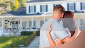  Presentation with military defensive tactics - Presentation design with two forces - affectionate military couple looking background and a light blue colored foreground