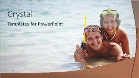  Presentation with divers - Presentation design having affectionate scuba divers lying in water background and a sky blue colored foreground