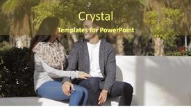  Presentation with chat - Colorful PPT theme enhanced with affectionate young couple enjoying a quiet chat backdrop and a tawny brown colored foreground