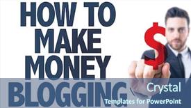  Presentation with money - Slide set enhanced with affiliate marketing - business man pointing the text background and a ocean colored foreground