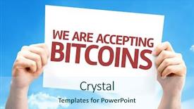  Presentation with bitcoins - Slides having affinity - we are accepting bitcoins card background and a  colored foreground