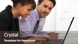  Presentation with employees working together - Presentation theme enhanced with affinity - young businessman and businesswoman working background and a  colored foreground