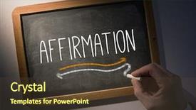  Presentation with black hand - PPT theme having affirmative - hand writing the word affirmation background and a tawny brown colored foreground