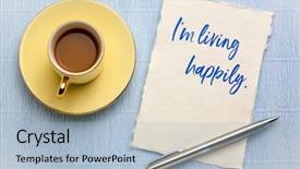  Presentation with khadi paper - Presentation design enhanced with affirmative - i am living happily positive background and a light blue colored foreground