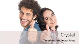  Presentation with young happy couple - Presentation theme with affirmative - portrait of happy young couple background and a lemonade colored foreground