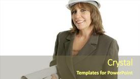  Presentation with engineering engineer or safety officer - Presentation theme featuring affirmative action - friendly smiling female engineer holding background and a tawny brown colored foreground