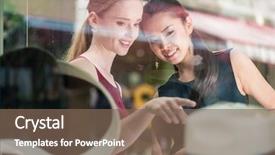  Presentation with women boutique - Cool new presentation theme with affluence - two women friends shopping backdrop and a violet colored foreground