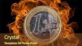  Presentation with fire close up flames - Cool new PPT theme with euro coin with fire flames backdrop and a tawny brown colored foreground