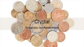  Presentation with gold silver - Audience pleasing slides consisting of affluence - scattering silver and gold coins backdrop and a coral colored foreground