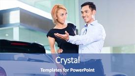  Presentation with auto dealership - Slide set featuring affluent - asian couple choosing luxury suv background and a ocean colored foreground