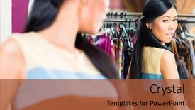  Presentation with dress ethics - Slides consisting of affluent - asian young woman choosing dress background and a red colored foreground