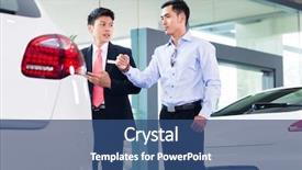  Presentation with salesman - Cool new PPT theme with affluent - cheerful asian car salesman selling backdrop and a ocean colored foreground