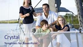  Presentation with sailboat - Colorful slide deck enhanced with affluent - family vacation together on sailboat backdrop and a sky blue colored foreground