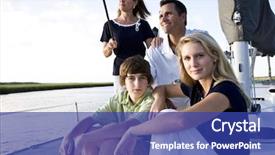  Presentation with dock - Audience pleasing theme consisting of affluent - family with teenage children sitting backdrop and a ocean colored foreground