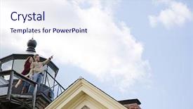  Presentation with one swot - Theme enhanced with affluent - one couple on a balcony background and a sky blue colored foreground