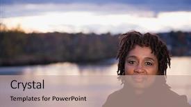  Presentation with black senior citizen - Slide deck having affluent - portrait of a senior woman background and a coral colored foreground