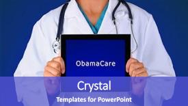  Presentation with medical dark - Cool new presentation theme with affordable care act - closeup of a female medical backdrop and a cobalt blue colored foreground