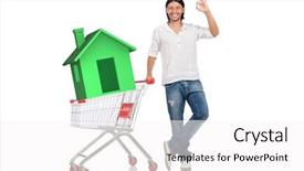  Presentation with real estate - Presentation theme enhanced with affordable rent - man in real estate buying background and a  colored foreground