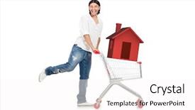  Presentation with real estate development - Amazing PPT theme having affordable rent - man in real estate buying backdrop and a  colored foreground