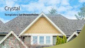  Presentation with house building - Beautiful slide set featuring affordable rent - top of the house backdrop and a light blue colored foreground