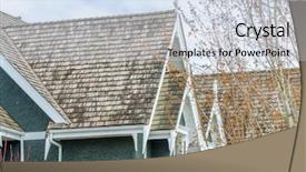  Presentation with house window - Audience pleasing presentation design consisting of affordable rent - top of the house backdrop and a  colored foreground