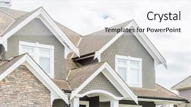  Presentation with house window - Presentation theme featuring affordable rent - top of the house background and a sky blue colored foreground