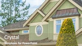  Presentation with house window - Cool new slide set with affordable rent - top of the house backdrop and a  colored foreground