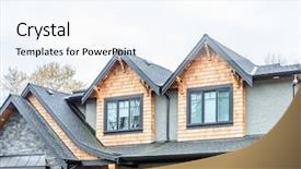  Presentation with house window - Slide deck consisting of affordable rent - top of the house background and a sky blue colored foreground