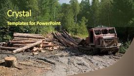  Presentation with forestry - Beautiful theme featuring afforestation - deforestation forestry old skidder transports backdrop and a tawny brown colored foreground