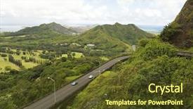 Presentation with hawaii - Amazing presentation theme having afforestation - road in hawaii backdrop and a tawny brown colored foreground