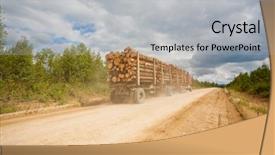  Presentation with dirt - Presentation theme featuring afforestation - trailer truck loaded with wooden background and a light gray colored foreground