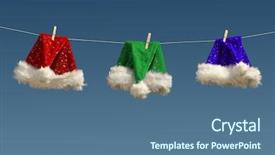  Presentation with dark blue green - Presentation enhanced with affx - three santa claus hats background and a  colored foreground