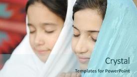  Presentation with afghanistan - Colorful PPT theme enhanced with afghanistan - two eastern beautiful girls outdoor backdrop and a light blue colored foreground