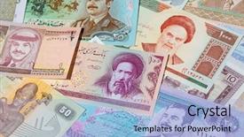  Presentation with middle east - Presentation theme enhanced with afghanistan - variety of middle east banknotes background and a light blue colored foreground