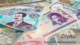  Presentation with middle east demographic - Slide deck consisting of afghanistan - variety of middle east banknotes background and a lemonade colored foreground