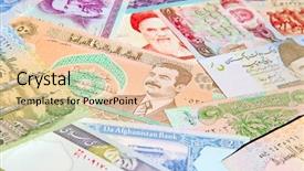  Presentation with middle east - PPT theme enhanced with afghanistan - variety of middle east banknotes background and a lemonade colored foreground