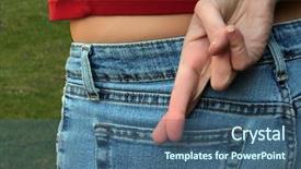  Presentation with fingers - Presentation theme having afib - woman's fingers crossed behind her background and a ocean colored foreground