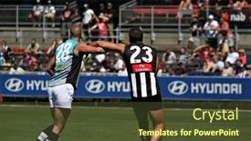  Presentation with football afl - PPT theme featuring afl-football-collingwood-port-adelaide background and a tawny brown colored foreground