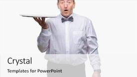  Presentation with waiter - Amazing slide set having afraid and excited with fear backdrop and a white colored foreground