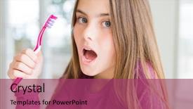 Presentation with kid movies - Colorful PPT layouts enhanced with girl kid holding pink dental backdrop and a violet colored foreground