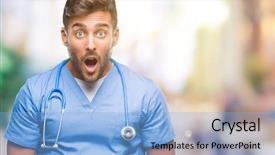  Presentation with teamwork nurse doctor - PPT layouts featuring afraid and shocked with surprise background and a light blue colored foreground