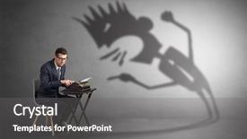  Presentation with yelling - Colorful presentation design enhanced with afraid of a yelling shadow backdrop and a gray colored foreground