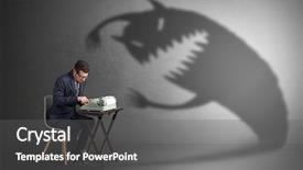  Presentation with hard work pencil - Cool new presentation with afraid of scary monster shadow backdrop and a gray colored foreground