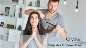  Presentation with diy - PPT theme enhanced with afraid-woman-folds-her-hands background and a lemonade colored foreground