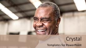  Presentation with africa - PPT theme with africa - brazilian worker looking at camera background and a coral colored foreground