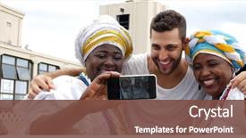  Presentation with selfie - PPT theme featuring africa - tourist taking a selfie background and a tawny brown colored foreground
