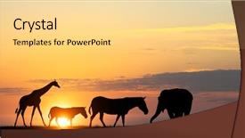  Presentation with kids in kenya safari - Audience pleasing PPT theme consisting of africa 3d - safari sunset landscape backdrop and a blonde colored foreground