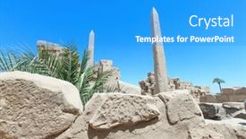  Presentation with karnak - Presentation design featuring africa egypt luxor karnak temple background and a teal colored foreground