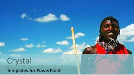  Presentation with traditional dancing - Slide deck consisting of africa-kenya-masai-mara-november background and a light blue colored foreground